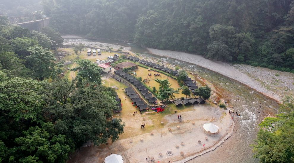 Aerial View of Camp Hideaway Rishikesh